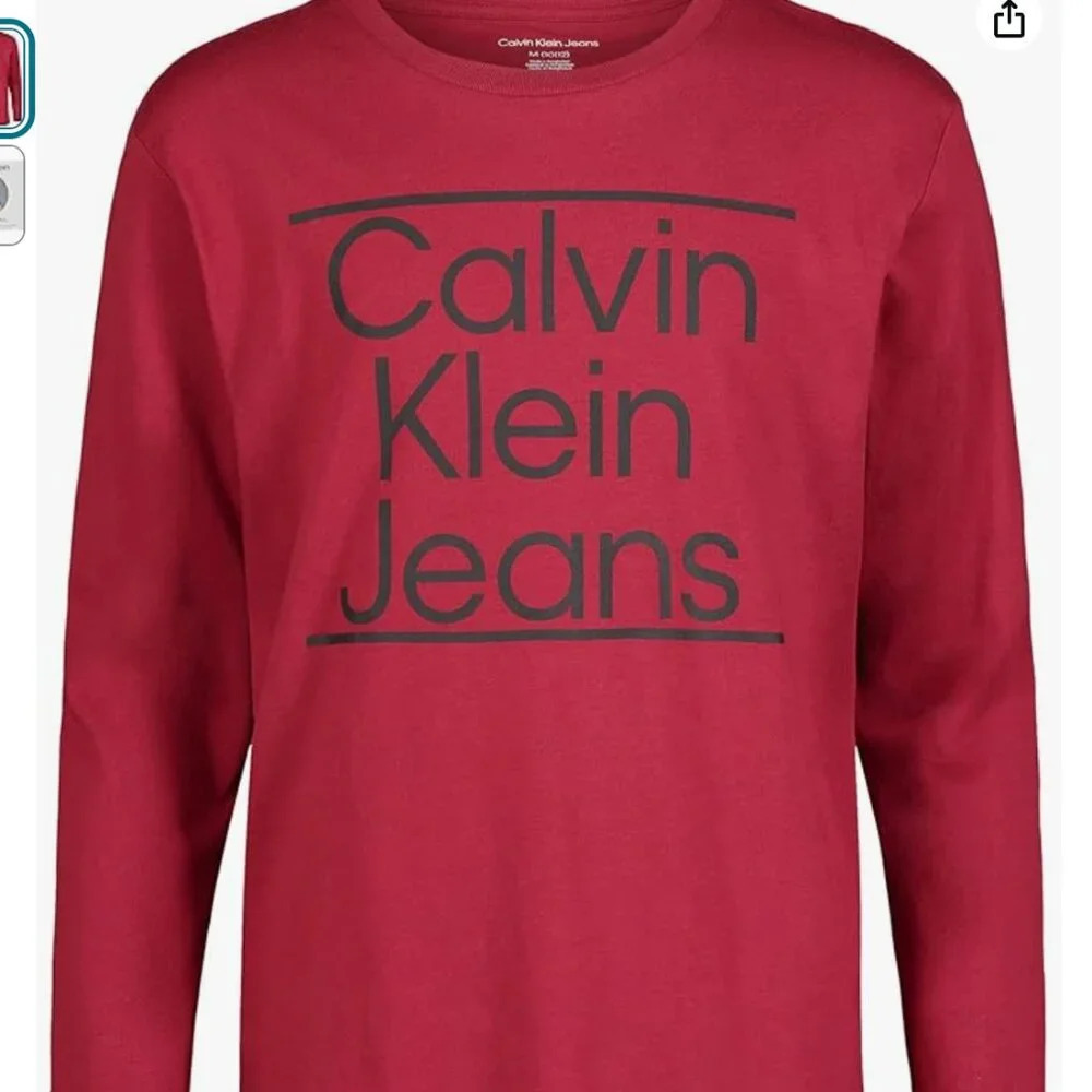 NWT boys Calvin Klein Boys' Big Long Sleeve Crew Neck T-Shirt, Soft, size 6
